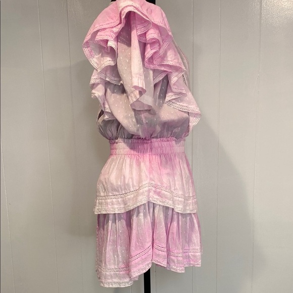 LoveShackFancy Dress Natasha Mini Tie Dye Ruffled Swiss Dot Lace Extra Large - Picture 7 of 16